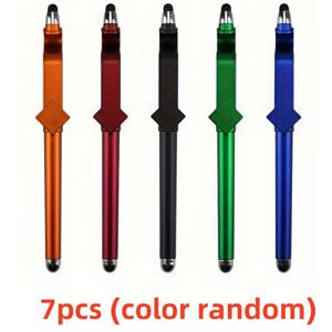 TEMU 7-팩 다기능 볼펜 - , 휴대폰 스탠드 - 터치스크린 호환 필기 도구 청소년 및 성인용, 검정 (깃털 없음)