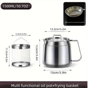 TEMU 304 스테인리스 스틸 다기능 오일 필터 포트 1세트, 필터 그리드 및 메쉬 바스켓 포함, 오일, 소모성 오일 등에 적합, 오일 누출 및 떨어지는 디자인