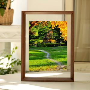 TEMU 1pc, 아크릴 양면 투명 사진 프레임, 4K8KA3 크기, 풍경, 스케치, 유화, 경량, 인조 목재 마감, 수평, 베벨 디자인의 단일 프레임, 홈 데코용 벽걸이 장식 프레임