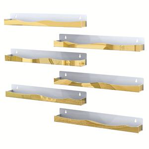 TEMU 4/6개 황금색과 은색 아크릴 네일 폴리시 오가나이저 - 화장품, 안경, 필수 오일을 위한 벽걸이 디스플레이 랙, 매니큐리스트 및 살롱 소매업자에게 적합