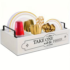 TEMU 칸막이가 있는 우아한 목재 수납 정리함 - 주방용품, 접시, 책상 정리, 종이컵 보관, 데스크탑 정돈, 바구니, 보관함 및 홈 조직용 컨테이너에 완벽함