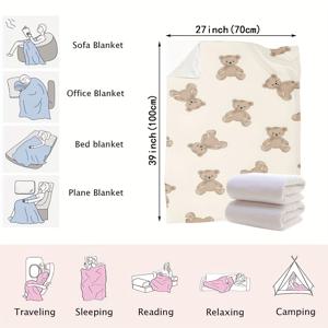 TEMU 포근한 곰 담요, 갈색 귀여운 애완동물 놀이 시간. 흑백 줄무늬 여성용 미소, 편안한 집, 매일 밤 따뜻함과 어린 시절의 재미를 포옹하세요. 담요, 러그, 침대 커버, 낮잠 담요, 캐주얼 담요, 여행용 담요 - 폴리에스터, 사계절 내내 사용 가능, 현대적인 방, 소파, 차량용