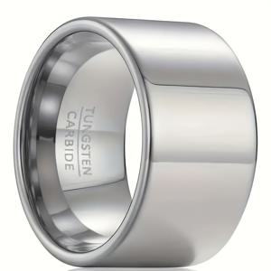 TEMU 패셔너블 실버 도금 변색 없는 라이트 럭셔리 14mm 플레인 각인 링 유럽&미국 패션 남성용 반지