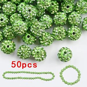 TEMU 50개 스파클링 라인스톤 클레이 비즈 - 10mm 수제 아이스 시리즈 야구 디자인, 라운드 샴발라 디스코 볼 비즈 DIY 목걸이 장신구 만들기, 크리스마스 장식