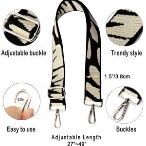 TEMU 1pc 유행하는 검은색 기하학적 패턴 나일론 스트랩, 1.5인치 넓은 분리 가능한 조절 가능한 어깨 스트랩, 은색 플레이트 하드웨어, 가방 변형, 카메라, 기계, 음악 및 사진 애호가를 위한 선물, 여행 액세서리