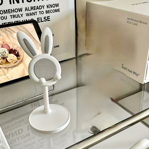 TEMU 1개 조절 가능한 만화 토끼 모바일 폰 및 태블릿 홀더, 접이식 데스크탑 홀더, 높이와 각도 유연하게 조절 가능, 가정 및 사무실 사용에 적합