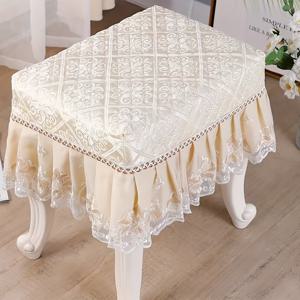 TEMU 1개 우아한 레이스 의자 커버, 직사각형 스툴용 - 현대적인 스타일, 세탁기 사용 가능, 폴리에스터, 자수 디자인, 거실, 식당 또는 현관에 적합, 거실용 스툴 커버