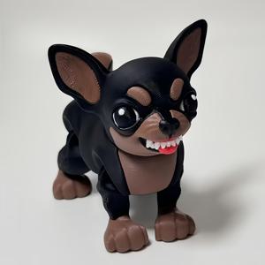 TEMU 1개 3D 프린팅 치와와 강아지 피규어 - 표정 있는 눈과 귀, 내구성 있는 플라스틱 제작, 홈 데코, 차량 장식, 크리스마스 & 선물용 (검정 & 갈색, 앉은/서 있는 자세) - 귀여운 리얼리스틱 치와와, 움직이는 귀와 꼬리, 수집가와 축제 행사에 완벽한 풍선 강아지 조각상