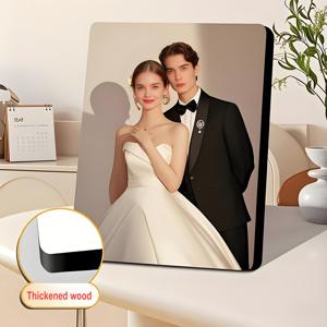 TEMU 나무 베이스가 있는 맞춤형 사진 프레임 - 커플 및 가족 사진을 위한 고화질 클리어 디스플레이, 방수 예술 공예, 거실 또는 침실 장식에 완벽, 부모-청소년 사진을 위한 걸이 포스터 옵션, 가족 사진 디스플레이 | 개인화된 사진 프레임 | 내구성 있는 나무 베이스, 가족 사진 프레임