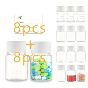 TEMU 16개 세트, 30ml, 넓은 입구 분사 병, 투명 플라스틱 병, 알약 병, 여행용 분사 병, 리필 가능한 여행용 화학 물질 용기, 액체, 고체, 분말에 적합, 스티커 포함