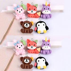 TEMU 10개 혼합 레진 개구리 펭귄 곰 귀여운 참 카툰 동물 펜던트 귀걸이 팔찌 키체인 장식 DIY 주얼리 만들기