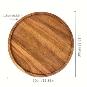 TEMU 1개, 둥근 나무 트레이, 빵, 피자, 케이크, 스테이크, 과일, 야채, 스낵, 아침 식사용 트레이, 홈 파티 레스토랑에 적합, 주방 도구, 주방 용품, 주방에 적합한 테이블 장식, 완벽한 커피 테이블 디스플레이 트레이, 소풍, 바비큐, 추수감사절, 할로윈 및 크리스마스 장식에 적합한 나무로 만든 다기능 둥근 트레이