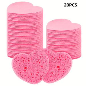 TEMU 개 압축된 하트 모양의 얼굴 스폰지, 세척, 자연적인 얼굴 세척 스폰지 패드, 피부 제모, 가정 및 여행용으로 적합합니다.