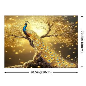 TEMU 1개, 동물 배경 천 골든 피콕 & 머니 트리 폴리에스터, 거실 및 야외 장식용