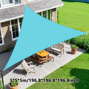 TEMU 1개 대형 삼각형 햇빛 가리개 세일 - 강력한 UV 차단 캐노피, 빛 필터링, 파란색 야외 그늘 캐노피 (수영장, 파티오, 정원, 뒤뜰, 파티오 그늘, 정원 그늘, 모던 그늘, 내구성 좋은 그늘, 햇빛 가리개, 풀 오너, 정원 애호가용)