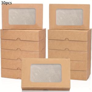 TEMU 10/ 팩 크래프트 종이 선물 상자, 투명 창이 있는 내구성이 뛰어난 갈색 직사각형 포장, 파티 선물, 웨딩 장식, 생일, 기념일, 졸업 - 다용도 사용