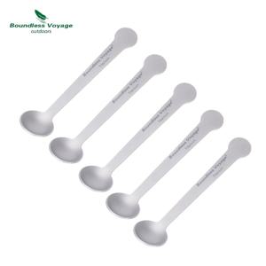 TEMU 5개 묶음 무한 여행 순수 티타늄 미니 커피 스푼 경량 휴대용 다기능 교반 스푼 소형 섬세한 짧은 손잡이 계량 스푼 수프 스푼