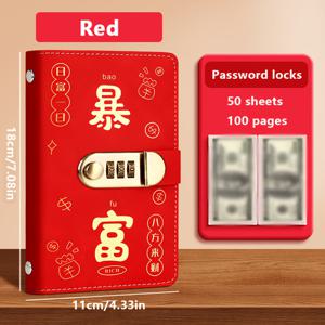 TEMU A6 저축 책 + 조합 잠금장치 - 100매 두꺼운 용지, 가죽 커버, 현금 추적 및 예산 플래너, 보안 돈 관리자, 저축 저널, 부채 상환 및 재정 정리에 이상적 (핑크/레드/블루) - A6 사이즈로 휴대성, 가로 및 세로 레이아웃, 현금 및 문서 보관, 내구성 있는 스타일리시 디자인, 저축 도전 책, 저축 바인더