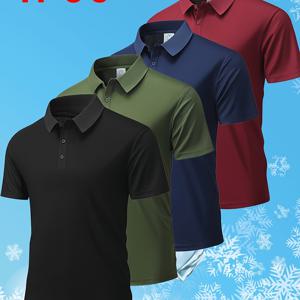 TEMU 세련된 색상 블록으로 구성된 네 개의 남성용 반팔 폴로 셔츠 세트, 다양한 스타일의 옷과 조합할 수 있어 여름 의상으로 필수적인 상의입니다.