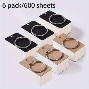 TEMU 600개 팩 백색 블랭크 플래시 카드, 링 바인더 포함, 2.83x1.57인치, 필기 연습, 언어 사전, DIY 인사 카드, 사무용지 용품