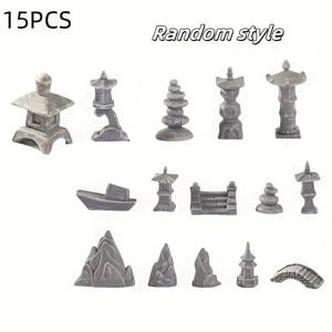 TEMU 15개 빈티지 레진 미니어처 정원 장식 세트 - 클래식 스타일, 바닥 마운트, 자연 주제 장식품 DIY 랜드스케이프 디자인 및 홈 장식, 실내/실외 사용에 이상적, DIY 랜드스케이프 장식 | 시골 미니어처 | 세부적인 석재 작업, 정원 장식품