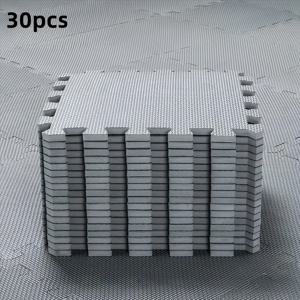 TEMU 30개 연동형 피트니스 바닥 매트 - 내구성 있는 플라스틱, 그립력을 강화하는 질감 표면, 블랙/블루/그레이 옵션, 요가 및 홈 체육관 설정에 이상적, 체육관 액세서리