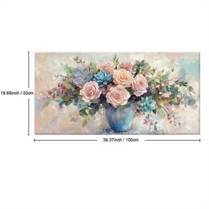 TEMU 1개 액자 꽃 캔버스 아트 프린트 - 활기찬 장미 & 다육식물 벽 장식, 목재 프레임, 모던 팜하우스 스타일, 거실, 침실, 혹은 홈 오피스용 대형 꽃 배치 포스터 - 봄 & 가을 미적 공간을 위한 완벽한 선물, 꽃 장식