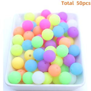 TEMU 12Mm 어둠 속에서 빛나는 실리콘 비즈 50개 - 키체인, 팔찌, 목걸이, 폰 장식에 이상적입니다.