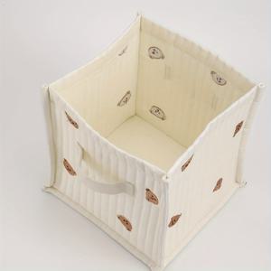 TEMU 하얀색 사각형 수납 바구니 (손잡이 포함), 기저귀·옷·장난감 정리용 휴대용 나일론 오거나이저 - 리본 보우 디자인, 엄마와 아이를 위한 완벽한 선물