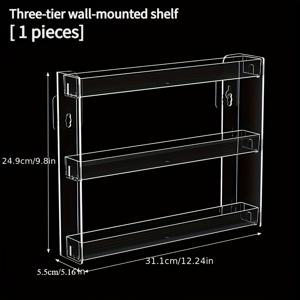 TEMU 1개 투명 아크릴 네일 폴리쉬 & 젤 디스플레이 벽걸이 랙 - 드릴링 필요 없음, 여러 병 보관 가능, 손쉽게 접근 및 확인 가능한 네일 케어 제품 정리, 네일 폴리쉬 오거나이저 스토리지