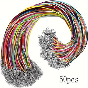 TEMU 50/100개 폴리에스터 스포츠 목걸이 코드 세트, 클래스프 포함, 19.7인치 왁스 로프 헴프 코드 체인, 없음, 전원 없이 사용, 주얼리 만들기 용품, 펜던트 및 팔찌