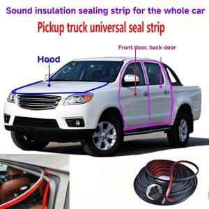 TEMU 자동차 도어 씰 스트립 - 이중층 방음 및 방진, 두꺼운 고무 소음 감소용 SUV 및 세단용, 자체 접착식 앞유리 차단기, 방수 충격 흡수 패드, 전면 문에서 후면 범퍼까지 절연 스트립, 방풍 스트립 | 듀얼레이어 디자인 | 방음 고무 스트립, 도어 방음