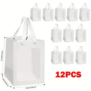 TEMU 다양한 순백색 선물 포장 상자, 외출용 휴대용 토트백 - 크리스마스 선물 포장 상자, 보관 가방, 디스플레이 가방, 꽃 가방, 투명 창문이 있는 사각 선물 가방, 여행용 머그 선물 가방, 손님을 위한 평범한 선물 상자, 키가 큰 선물 포장, 초소형 선물 가방, 선물 포장용 선물 가방, 크리스마스 선물 가방, 소규모 비즈니스용 종이 가방