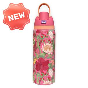 TEMU 32온스 플로랄 절연 스테인리스 물병 팝업 뚜껑, 손잡이 및 빨대 포함 - 생동감 있는 여름 정원 디자인, 음료를 뜨겁거나 차갑게 유지, 야외 모험, 휴일 및 일상 사용에 완벽한 절연 물병