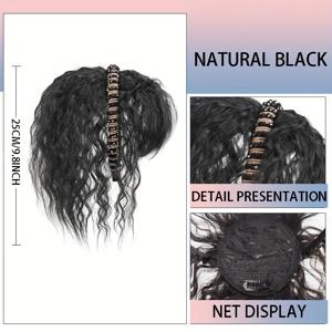 TEMU 우아한 흰색 라인스톤 헤어 밴드 위그 - 한조각 모사, 전체 상단 커버, 곱슬거리는 파도, 고온 섬유, 여성 패션 액세서리, 라인스톤 위그