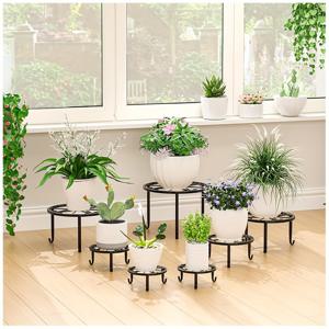 TEMU 7pcs 라운드 메탈 식물 스탠드 - 실내 및 실외 사용을 위한 내구성 있는 철 꽃병 홀더, 내부, 외부, 정원, 마당, 잔디, 발코니용 휴대용 식물 스탠드, 실외 식물 홀더 | 세련된 메탈 스탠드 | 튼튼한 철 구조, 식물 용기 액세서리|화분받침대