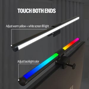 TEMU 44cm LED RGB 백라이트 모니터 라이트 바, USB 모니터 램프, 5가지 색온도 모드, 눈에 좋은, 스크린 글러어 없는, 조절 가능한 조명 및 터치 제어, 가정 사무실용, 블랙.