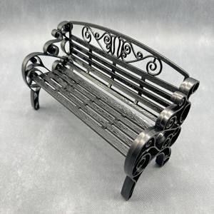 TEMU 미니어처 공원 벤치 모델 - 화려한 스롤 디자인의 검은색 플라스틱, 인형 집, 요정 정원, 파티오 및 데스크탑용 내외부 장식 - 섬세한 장인 정신, 전기 필요 없음, 요정 정원 장식 | 화려한 벤치 모델 | 내구성 있는 플라스틱, 요정 정원 미니어처