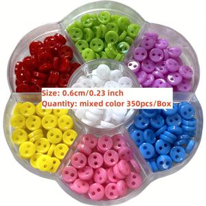 TEMU 1박스 미니 라운드 플라스틱 버튼 - 인형 의류용 6mm 두 눈 얇은 가장자리 다양한 색상, DIY 공예, 바느질 및 뜨개질 액세서리, 공예용 버튼