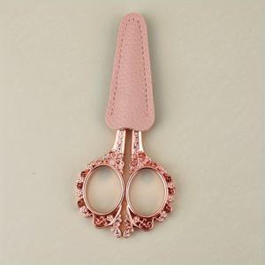 TEMU 고품질 녹 방지 스테인리스 플로럴 가위 - 소형 인체공학적 공예용 브론즈 마감 가위, 재봉 및 DIY 프로젝트용, 보호 케이스 포함 (배터리 필요 없음), 빈티지 미학의 손잡이, 재봉 도구