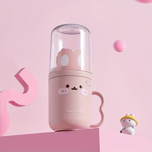 TEMU 무취 여행용 칫솔 상자와 구강청결제 컵 세트 - 휴대용 플라스틱 치약 컵, 귀여운 토끼 디자인, 욕실용 구강청결제 컵, 기내 공간 절약형 위생 솔루션, 비즈니스 여행 및 휴가에 적합