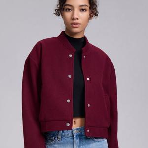 TEMU OUTTA BOX 여성용 우아한 긴팔 싱글 버튼 캐주얼 트위드 야구 점퍼, 가을 겨울 패션, 캐주얼 아우터, 캐주얼 스타일