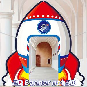 TEMU 2D 문 배너 2D 우주 생일 장식 - 외계 생물 파티 용품, 로켓 선박 문 배너 배경, 우주인 행성 사진 배경, 은하 태양계 주제 포치 신호, 비닐 재질, 혼합 색상, 파티 배경 | 우주 주제 장식 | 내구성 있는 비닐, 우주 생일 파티 장식