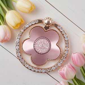 TEMU 패션 플라워 휴대폰 거치대 메탈 360도 회전 핑거 링 범용 액세서리 스탠드 데스크탑 홀더