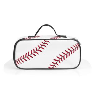 TEMU 축구와 농구 프린트 펜슬 케이스, 펜, 헤드폰, 키 및 작은 물건을 위한 내구성 있는 인조 가죽 지퍼 보관 가방, 튼튼한 손잡이가 있는 스포츠 주제 주최자, 학교 용품, 학교 용품을 위한 펜슬 케이스|필통