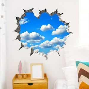 TEMU 2pcs 3D 블루 스카이와 화이트 벽 스티커 - 현대적인 기하학적 우주 주제의 자체 접착식 비닐 아트, 가정, 주방 천장, 침실, 거실 장식, 제거 가능한 벽 아트 | 3D 효과 스티커 | 광택 마감