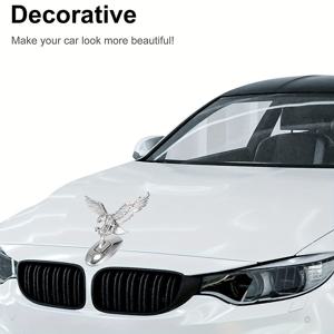 TEMU 3D 크롬 독수리 후드 장식, 방수 자가 접착 녹 방지, 다양한 모델에 적합, 남성 선물