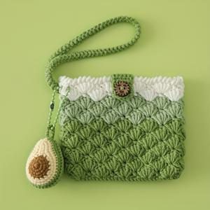 TEMU 귀여운 과일 참 장식이 달린 수제 크로셰 코인 파우치 - 컬러풀 니트 손목 지갑, 가볍고 스타일리시한 일상용, 크리스마스, 추수감사절, 스승의 날, 개학 또는 졸업 선물에 완벽 - 핑크, 블루, 그린, 옐로우, 퍼플, 브라운, 귀여운 동전 주머니, 지갑, 크리스마스에 최고, 추수감사절에 적합|지갑|파우치