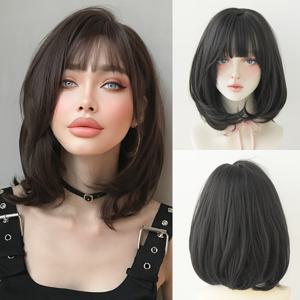 TEMU 7JHH WIGS 여성용 어깨 길이 직선 블랙 브라운 위그(방) - 150% 밀도 열 저항 합성 머리, 로즈 넷 캡, 15.75인치 일상 및 파티용, 캐주얼 및 공식 이벤트용 자연스러운 모양, 다용도 헤어피스, 슬리크 헤어스타일, 안전한 핏 캡, 여성용 위그, 헤어피스, 헤어 액세서리, 일상용 위그, 여성 패션, 트렌디 위그, 여성 헤어스타일