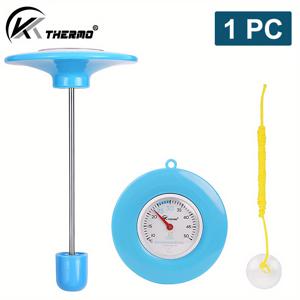 TEMU 1개 KT THERMO 수영장용 플로팅 온도계, 쉬운 읽기 섭씨 다이얼, 내구성 있는 ABS & 스테인리스 스틸 제작, 10-50°C 측정 가능, 수영장, 핫 튜브, 스파 및 분수에 적합, 안전 고정을 위한 로프 & 흡착컵 포함, 명확한 가시성 게이지, 스테인리스 스틸 구조